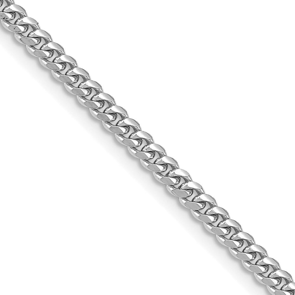 14K White Gold 3.5 mm Solid Miami Cuban Chain Necklace 18" to 26"
