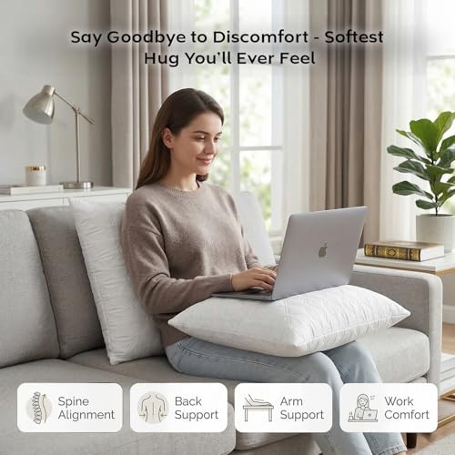 Image of AYKA Microfiber Cushion Filler Set of 2 (24x24 Inch) | Soft & Fluffy Sofa Cushions Inserts | Premium Polyester Fiber Throw Pillows for Sofa, Couch, Bed & Living Room Decor | White