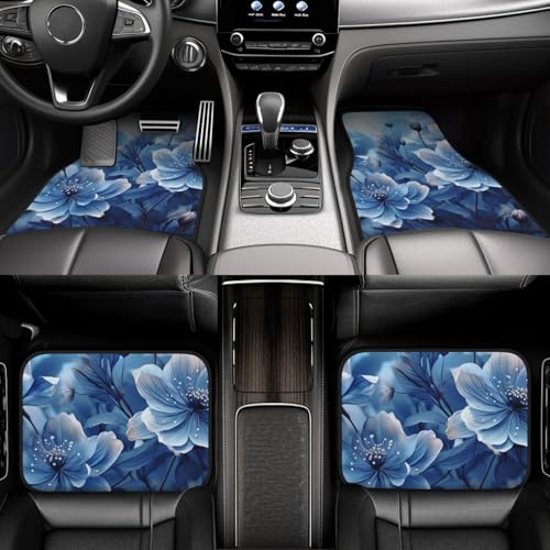 Tapis de sol voiture toutes saisons au motif fleurs bleues élégant
