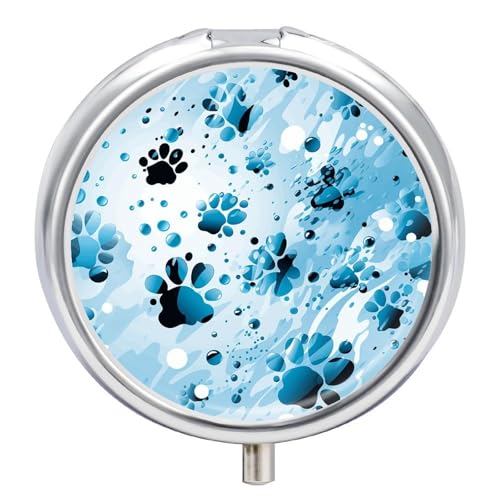 Dog Paw Blue Pill Box-3�R���p�[�g�����g ���^�s���P�[�X �g���x���s���{�b�N�X ���z&�|�P�b�g�p �|�[�^�u���f�C���[�s���I�[�K�i�C�U�[ �T�v�������g�r�^�~��������