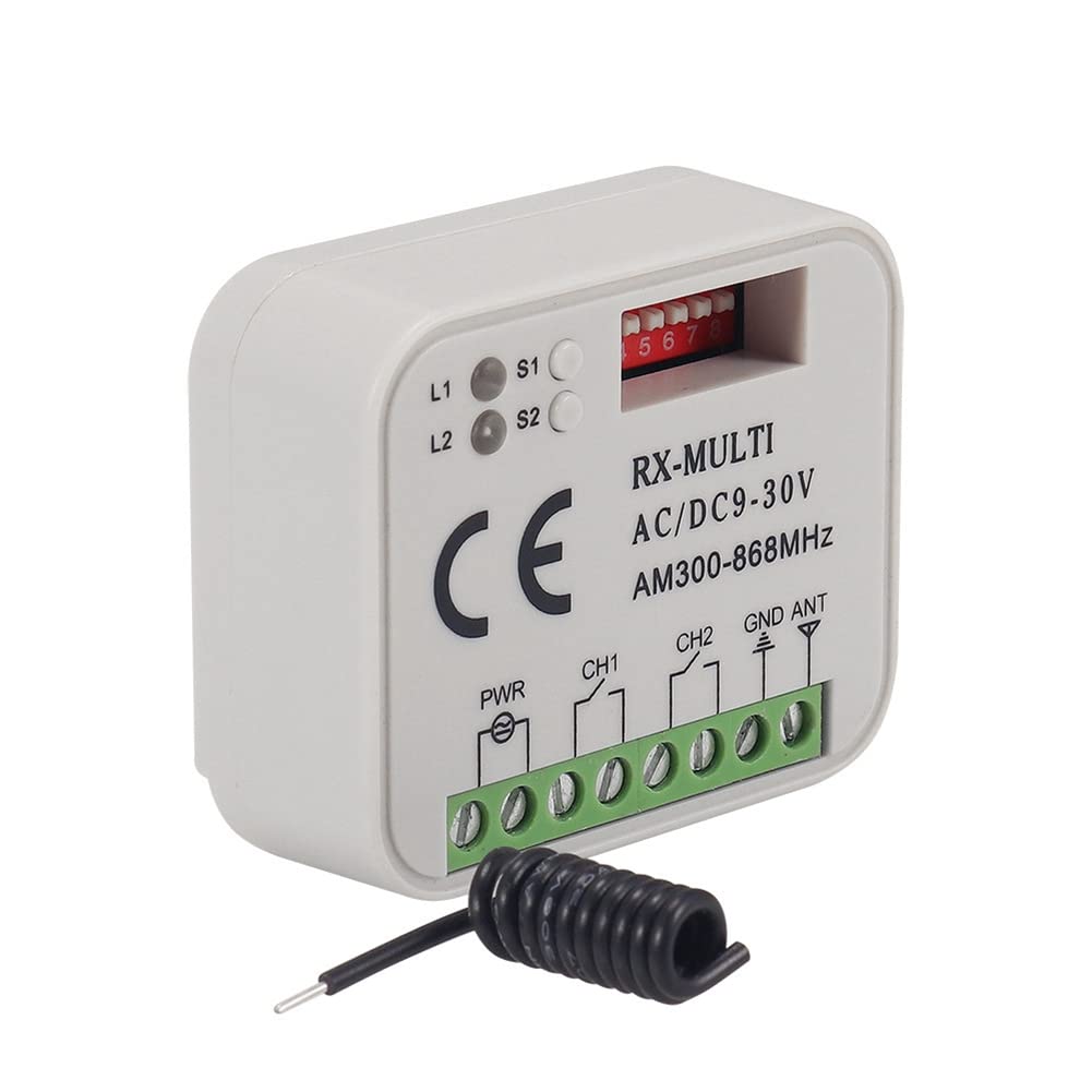 Ricevitore Interruttore 300-868MHz Ricevitore Universale 9-30V per Interruttore Garage Controllo Porta Garage