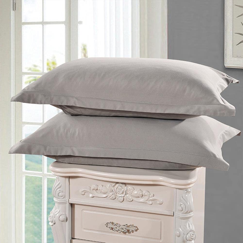 Taie d'oreiller 48x74 cm gris clair en polyester doux lavable pour lit double