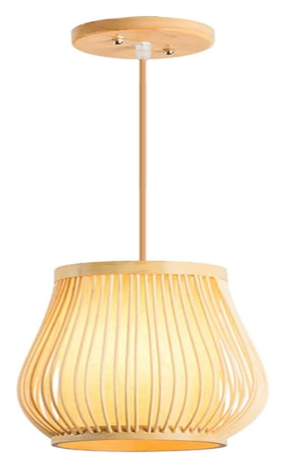 LYMSXAZOU Traditional E27 Chandeliers Basket Lamp Shade Beige Rattan Woven Parchment Lantern Pendant Lights Light Fixture
