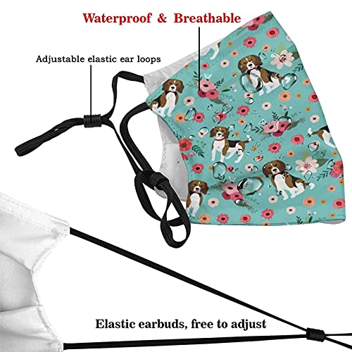 Men & Women Anti Dust Face Mouth Cover With 2 Pcs Replaceable Filters, Reusable Washable Half Face Protections With Adjustable Earloop For Cycling Camping Travel(Beagle) #TOP3
