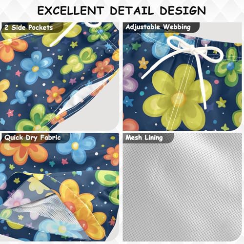 Pigsaly Boys' Swim Board Shorts Rainbow Flowers Star Boy's Swim Trunks Kids Swimwear 3T3