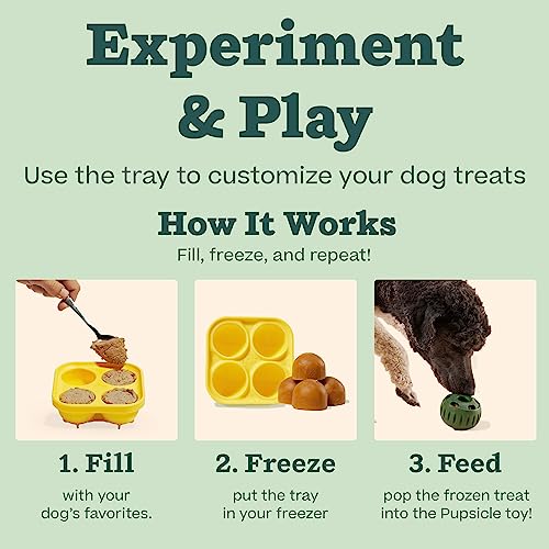 Image of WOOF Pupsicle and Treat Tray - Long-Lasting Interactive Dog Ball Toy and Silicone Dog Treat Mold - Keep Your Pup Busy - Easy to Clean - Dog Toys for Small Dogs 10-25 lbs