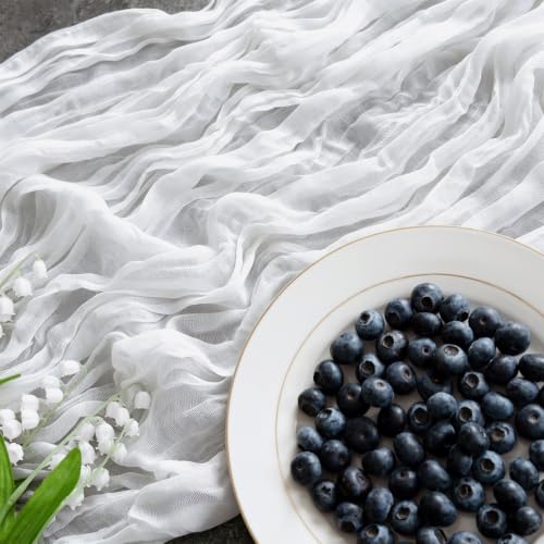 Bieżnik z Gazy Mleczna Biel, 300 x 90 CM Bieżnik Stylu Boho Wesela Przyjęcia Urodzinowe, Baby Shower, Boże Narodzenie i Sylwestra Dekoracja Stołu