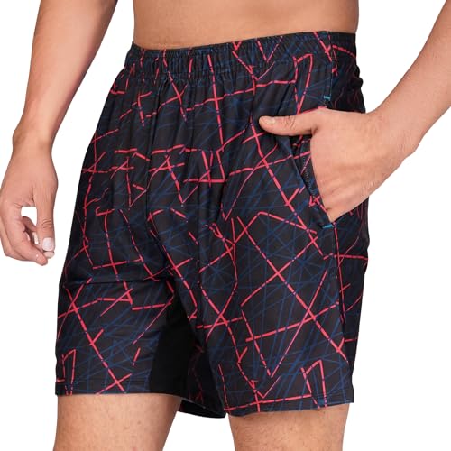 Image of GYMIFIC Sports Training Running Dry Fit Solid Shorts for Men (Pack of 2) (XL, Black /TBLUE)