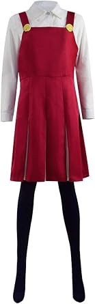 RONGJUN Womens Academia Eri Costume Halloween Cosplay Red Dress White Shirt Full Set Outfit