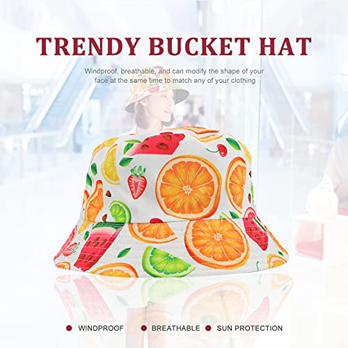 SOIMISS 2Pcs Balde Chapéu de Algodão Pescador Frutas Padrão Beanie Curso de Verão Ao Ar Livre Proteç