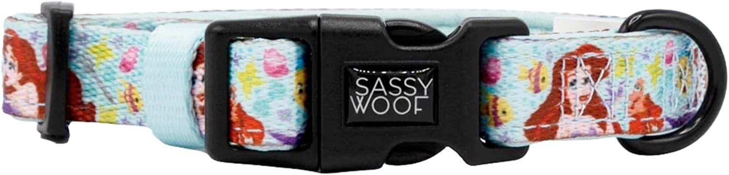 Sassy Woof Dog Adjustable Harness - Disney Princess Little Mermaid Ariel - M, Breathable Mesh, No Pull Design with Two D-Rings, Perfect for Medium Dogs - Officially Licensed