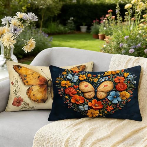 Taie oreiller decorative papillon impermeable 50x70 en velours doux - 2