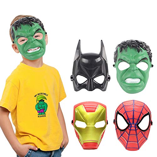 Hulk mask for Kidsï¼ŒSuperhero Costumes Children's Birthday Parties, Hulk Toys Gifts for Halloween Cosplay Parties (Superhero 4-piece)