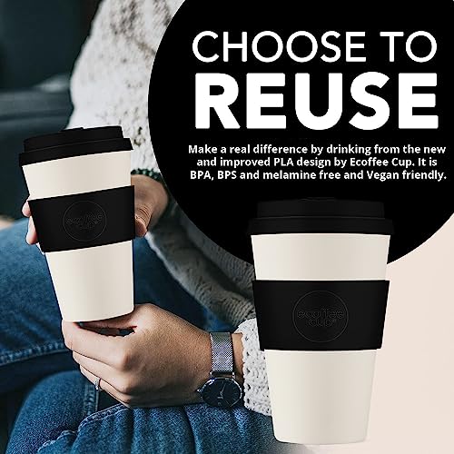 Ecoffee Cup 14oz 400ml Reusable Eco-Friendly 100% Plant Based Coffee Cup with Silicone Lid & Sleeve - Image 3