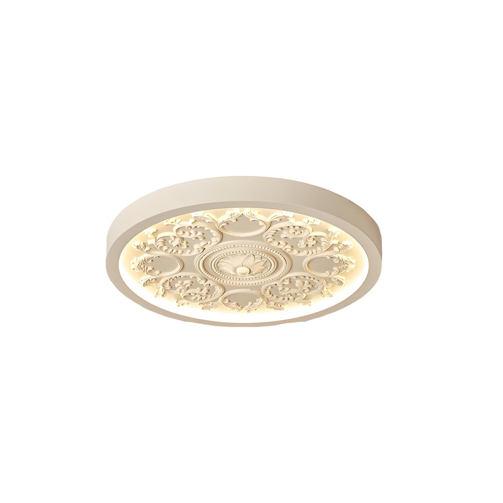 YNVIOZM Dimmable Flush Mount Ceiling Light Modern Resin LED Lighting Fixtures with Remote Control French-Style Carved Design Round Close to Ceiling Lamp for Bathroom Hallway Bedroom Entryway Kitchen