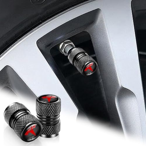 4-Pack Tire Valve Stem Caps for Tesla Model 3, S, X, Y, Car Decorative Accessories, Aluminum Alloy Valve Stem Caps-TSL