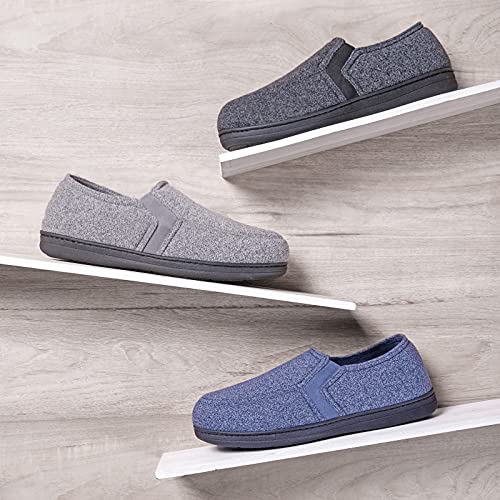 Hometop Men's Cozy Knit Memory Foam Slipper Breathable Terry Cloth Anti Skid House Shoes With Stretchable Elastic Gores (9 D(M) Us, Grey) #TOP6