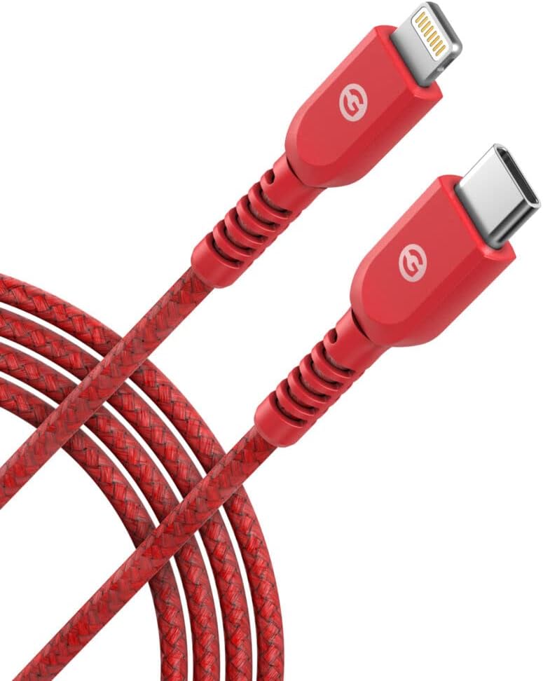 GALVANOX Braided Nylon Lightning to USB C Cable [2 Pack] 5 FT Apple MFi Certified Fast Charging iPhone Charger for iPhone 11/12/13/14 Pro Max (Red)