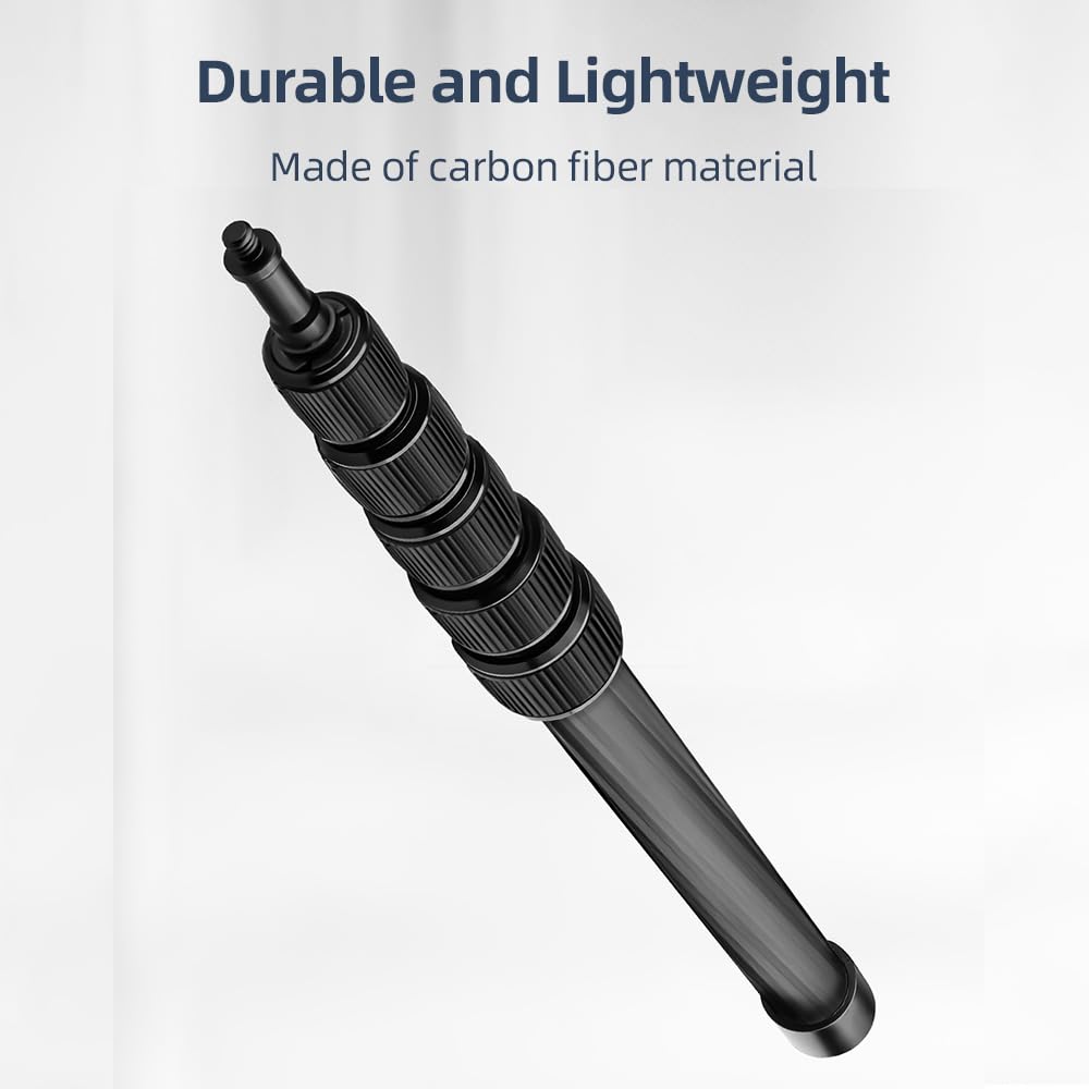 Andoer Brazo articulado para micrófono de Mano, Extensible, Poste articulado de Fibra de Carbono, Tornillo e Rosca de 1/4" con Agarre de Espuma, Negro, Moderno y Profesional