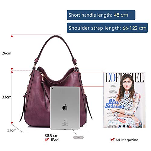 Image of Realer Hobo Crossbody Bags for Women Designer Faux Leather Hobo Handbags Retro Large Size Shoulder Bag Bucket Purse