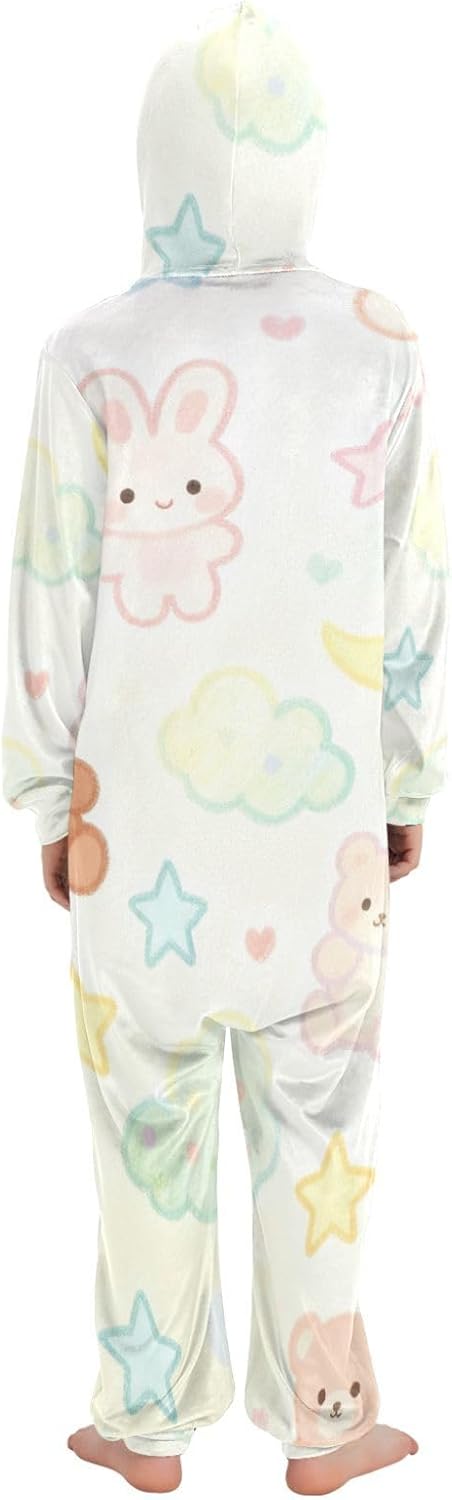 Pajama Soft Cozy Hooded Blanket Sleeper Pjs for Unisex 4-14Y