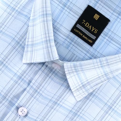 Image of 7-DAYS Men's Premium Checks Formal Shirt - Cotton Rich, Regular Fit, Full Sleeve, with Pocket, Wrinkle Resistant - Stylish Office & Everyday Wear.