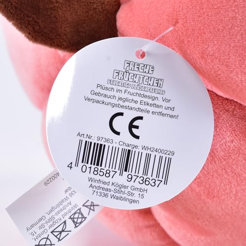 Kögler 97363 - Supersofter Plüsch Kürbis, Freche Früchtchen Squishy, flauschig-kuscheliges Plüschtier mit Gesicht, ca. 20 cm