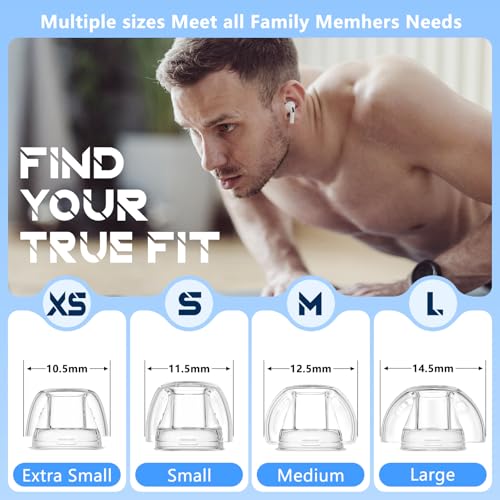 Image of 4 Pairs Replacement Ear Tips for Airpods Pro 1 /2 with Hole for Noise Reduction, Silicone Earplugs for Airpods Pro with Cleaning Set & Portable Storage Box, Transparency