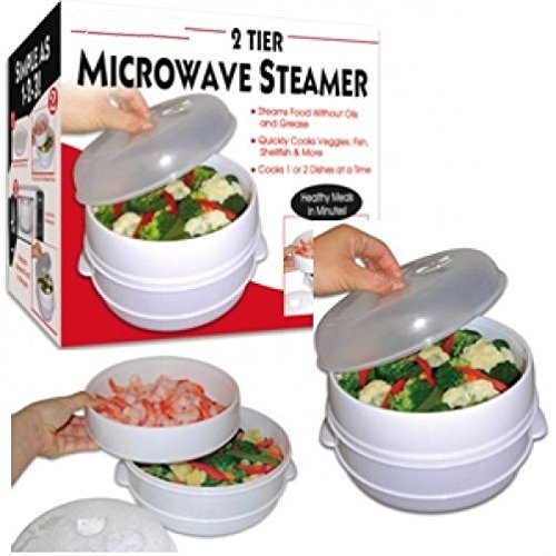 2 Tier Microwave Steamer Healthy Cooking Quick Fast Vegetables No Oil Needed Cooks Up To 2 Dishes At One Time