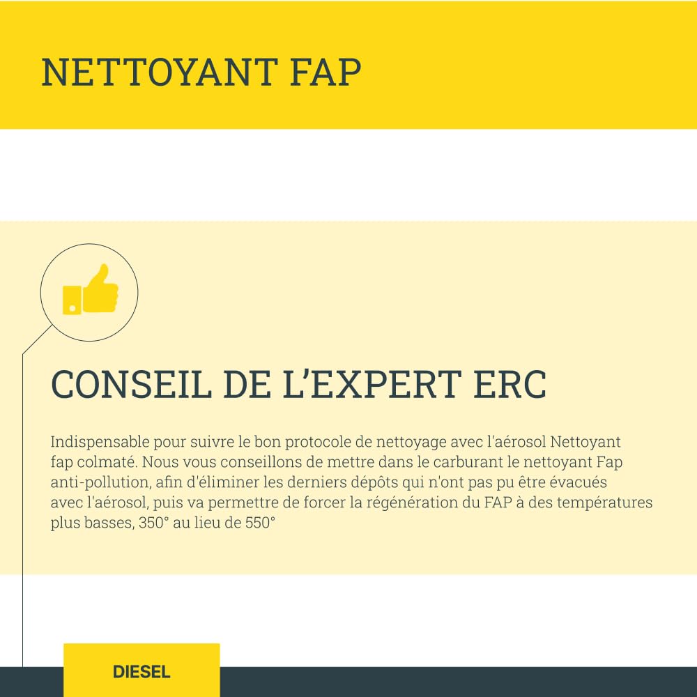 ERC Nettoyant FAP Sans Démontage 400 ml | Nettoyage curatif filtre à particules diesel | Dissout suies et dépôts de carbone | Action rapide sans solvant | Compatible tous FAP