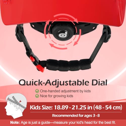Odoland Kid's Bike Helmet Adjustable Fits 48-54cm for Boy & Girl Age 3-8