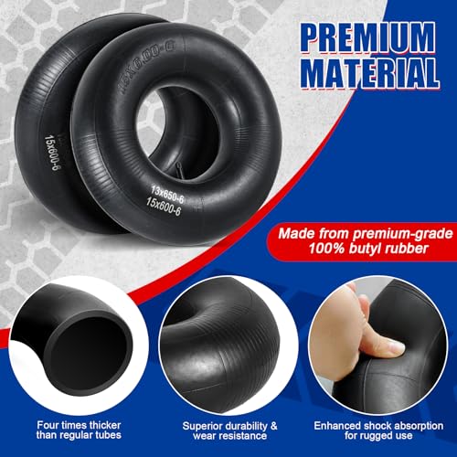 NYXOVA 2 Pack 13 x 6.50-6 Inner Tubes, TR-13 Straight Valve Stem Tire Tube, Universal Fit for Lawn Mowers, Wheelbarrows, ATVs, Go Karts, Durable, Shock Absorbing, Replacement Tire Tube