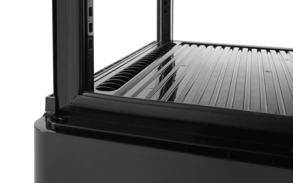 HENDI Vetrina da Esposizione Refrigerata, Sbrinamento Automatico, Sistema Antifog, 3 Ripiani, Illuminazione LED, Classe Energetica C, 68L, 230V, 170W, 452x406x(H)891mm, Nero, ABS, Doppio Vetro