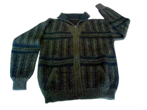 Cardigan col roulé alpaga péruvienne homme gilet en laine noir vert olive S