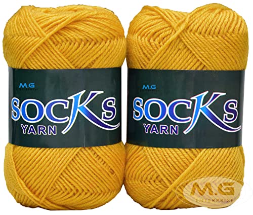 Image of M.G ENTERPRISE Premium Socks high Strength Nylon Yarn Suitable for Socks, Accessories, and Home Decor. 400 gm Ladu Pila Suitable for Both Crocheting & Knitting. A WA