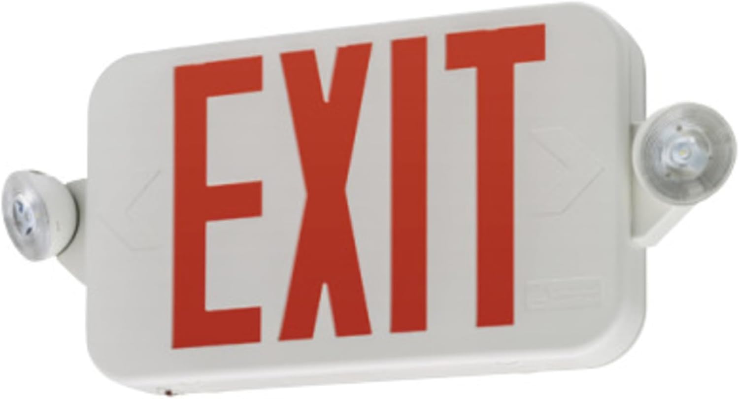 Lithonia Lighting ECC R M6 LED Exit/Emergency Sign, 2 watts, T20 Compliant, Red Letters