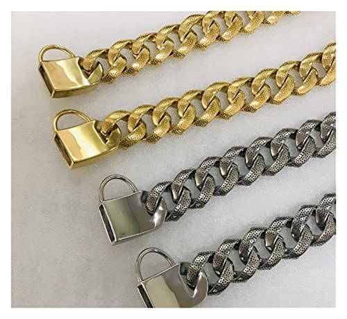 Chien avec collier chaîne dorée BJTYHT en promenade