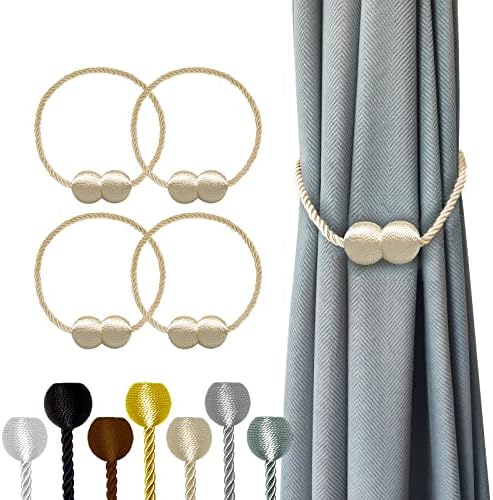 Hion Magnetic Curtain Tiebacks Black 2 Pack, Curtain Tiebacks Buckles Holdbacks Holders Hooks Clip for Home Bedroom Office Decorative Thick or Thin Curtain