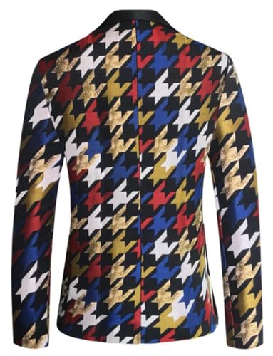 WQHSY Men's Suit Houndstooth Two-Piece Slim Notch Lapel Tuxedos Jacket Pants for Party Dinner Performance2