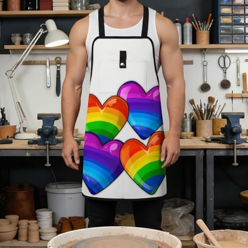 Delantal de trabajo multicolor con 8 bolsillos y tirantes ajustables miniatura 4