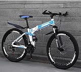  Bicicleta de montaña plegable, bicicleta antideslizante de doble disco de 26 pulgadas y 24 velocidades, bicicleta antideslizante de suspensión, cuadro ligero, horquilla de suspensión,F,27 speed