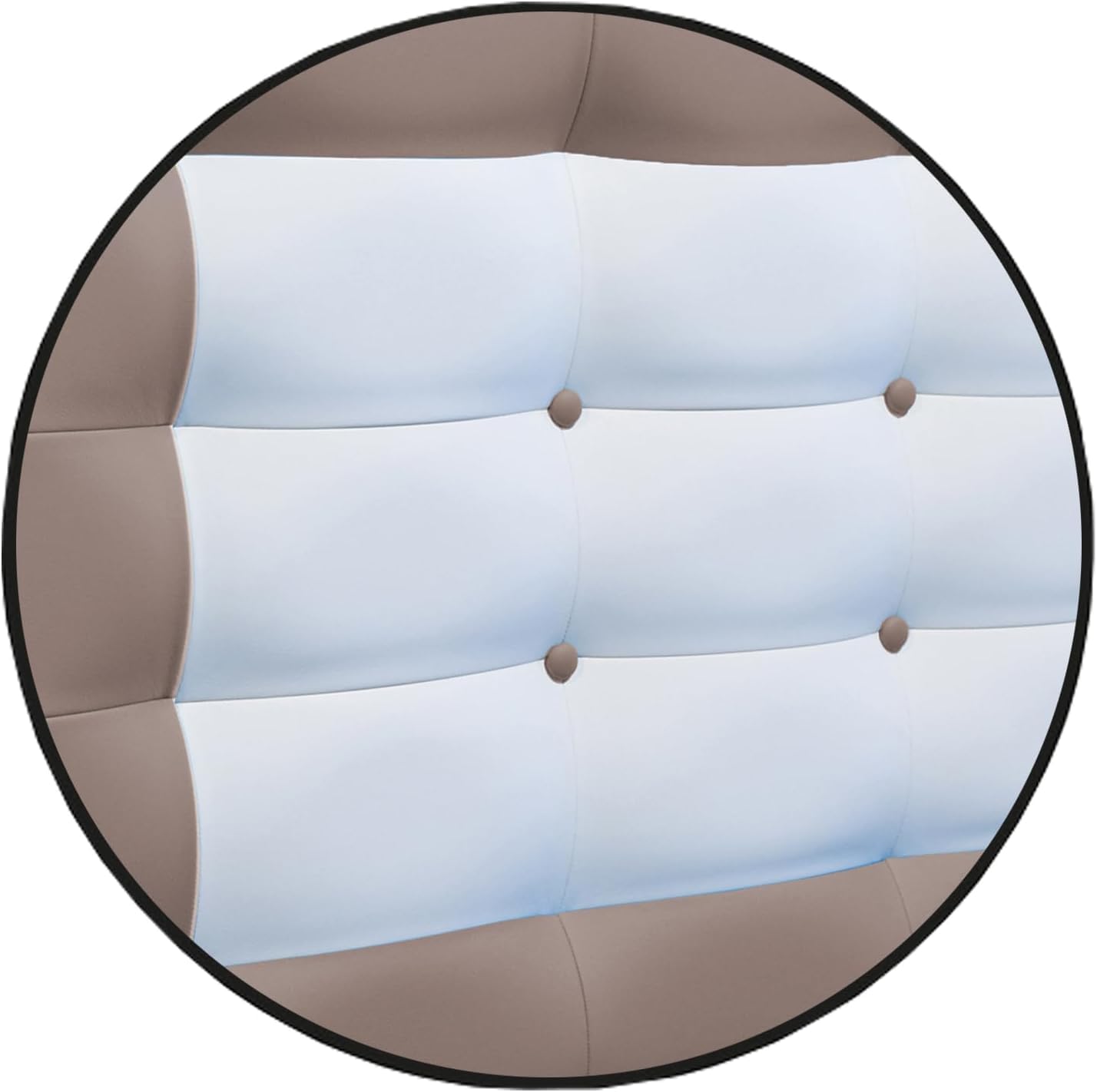 ONEK-DECCO Cabecero de Cama tapizado en Polipiel Mod. Florida con Forma de Marco y Botones,Acolchado de Espuma,de niño, Juvenil y Matrimonio, Cabezal de Colgar Altura 70cm. (135X70, Arena-Blanco)