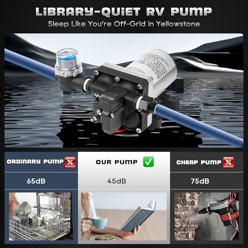Image of 12V RV Water Pump 4008-101-A65 /E65 | 3.0 GPM - 55 PSI | Camper RV Water Pump | Self-Priming & Quiet Diaphragm Pump | Thermal Protection & Dry Run Safe (Upgrade 4008-101-A65 /E65)
