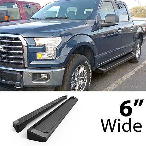 Eboard Running Board 6" Black Compatible With Ford F150 2015-2023 Supercrew Cab & F150 Lightning 2022-2023 & F-250 F-350 Super Duty 2017-2022 Crew Cab (Nerf Bar Side Steps Side Bars) #TOP1