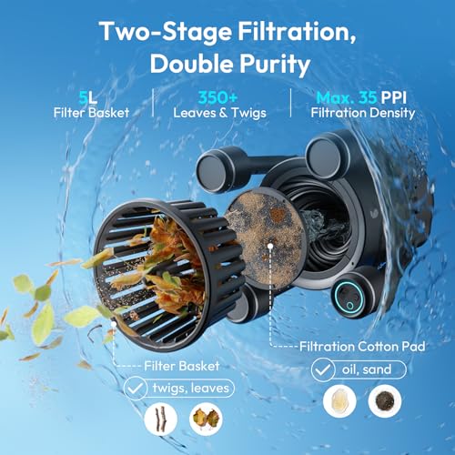 Image of (2026 New) BUBLUE BuVortex V5 Pool Surface Skimmer Robot, Pool Cleaner with App Control,5L Filter, Dual Cleaning Modes, AI Navigation,Ideal for In-Ground & Above-Ground Pools,Space Gray
