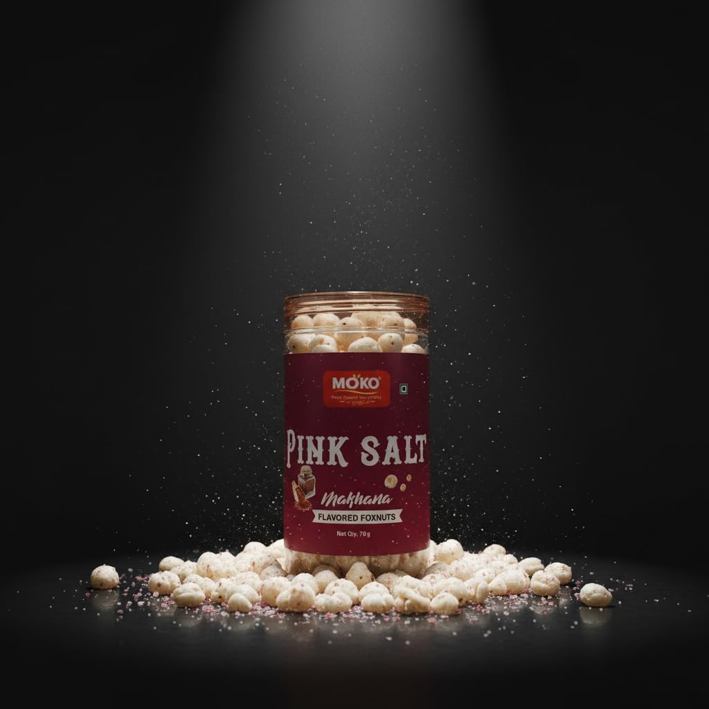 MOKO - Purely Popped. Truly Healthy Pink Salt Makhana (Flavored Foxnuts) | Roasted & Healthy Snack | High Protein, Gluten-Free, Low Calorie | Crunchy Lotus Seeds | 70g Pack 4