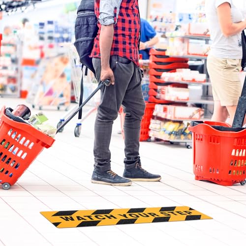 Boao 2-Pack “Watch Your Step” Anti-Slip Decals, 6”x24” Abrasive Hazard Warning Stickers, Waterproof, Durable PVC for Indoor/Outdoor Use on Stairs, Floors & Ramps, Orange