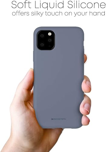 Miniatura 3 de GOOSPERY Funda de silicona líquida para Apple iPhone 11 Pro Max (6.5 pulgadas), funda protectora de goma con forro de microfibra suave (gris lavanda)