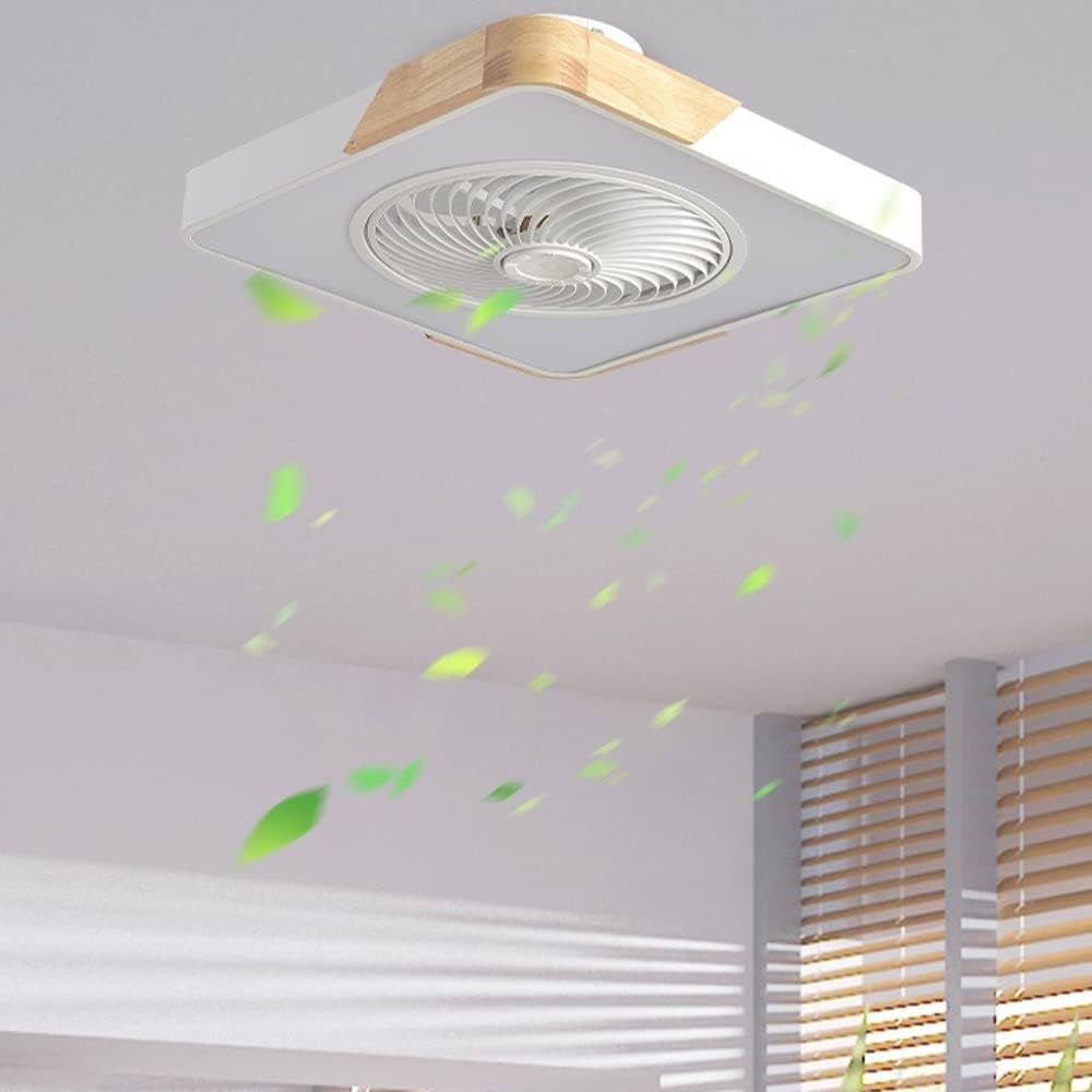 HXYSXHJUO Ceiling fan light LED Fan Light Square Mini Slim Mute Invisible 19.7 inch Remote Control Dimmable 52CM Bedroom Dining Room Kitchen Lights White