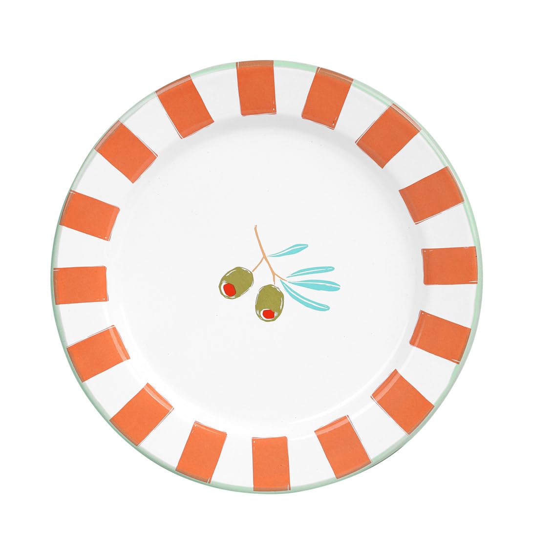 Talking Tables Handmade Enamel Side Plate 20cm with Olive Design Durable, Household Plates for Outdoor Dining, Picnic, Mediterranean Summer Tableware Dishwasher Safe